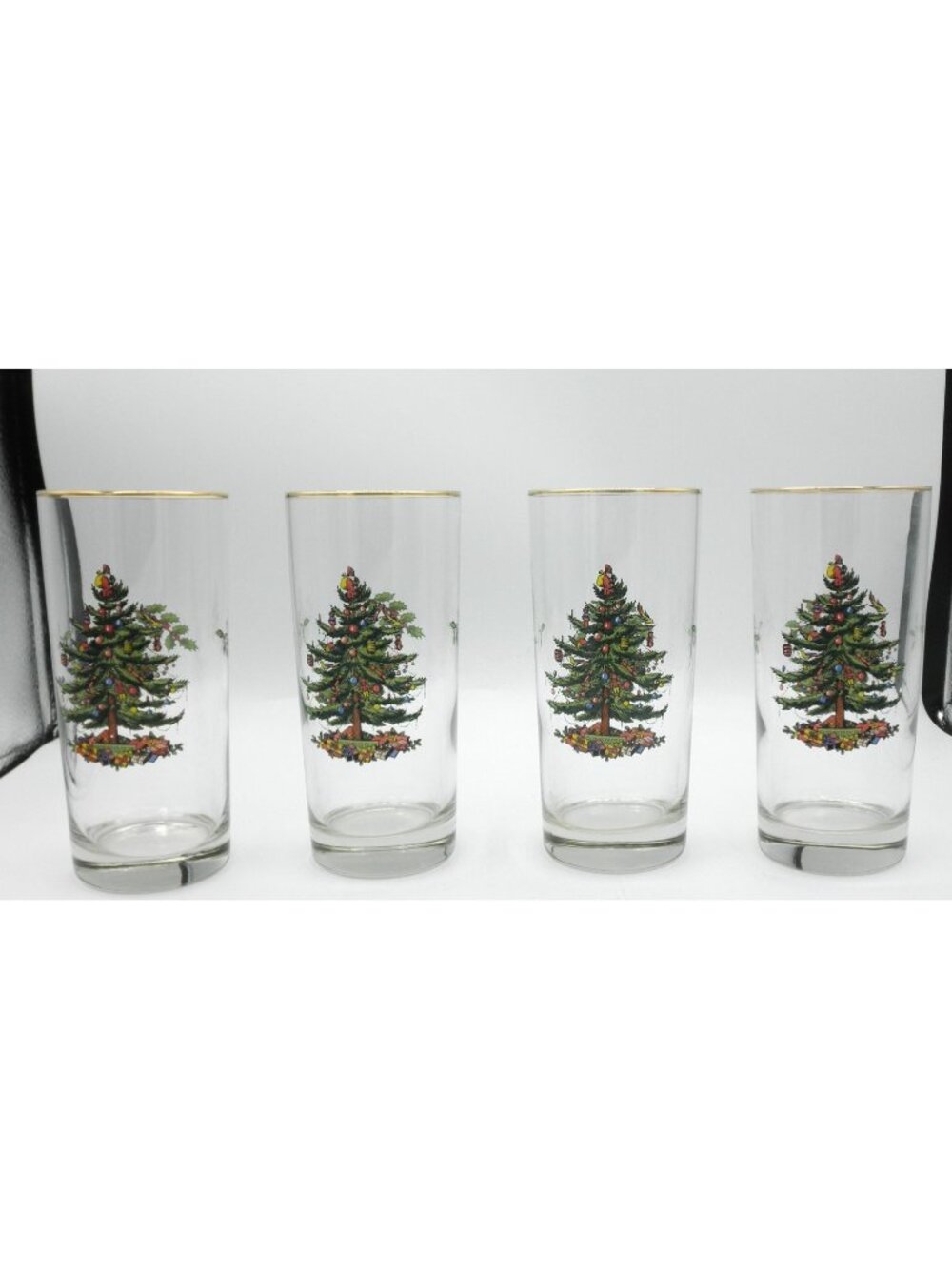 Spode Christmas Tree 15 Ounce High Ball Glasses Set of 4 Pattern Code: SP CHT